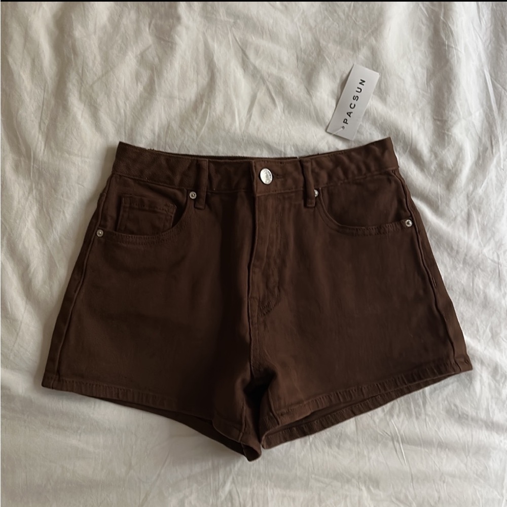 Pacsun brown high-rise denim shorts NWT